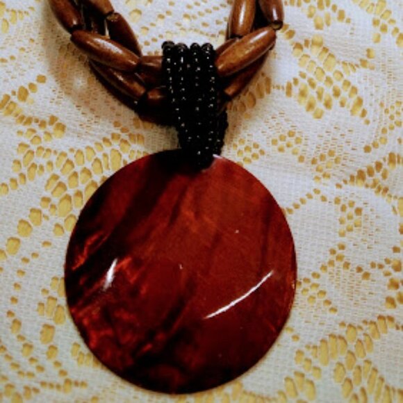 Exotic and Vibrant Beaded Single Shell 4-Strand Necklace, 27" with 3" adjustable - Picture 3 of 16